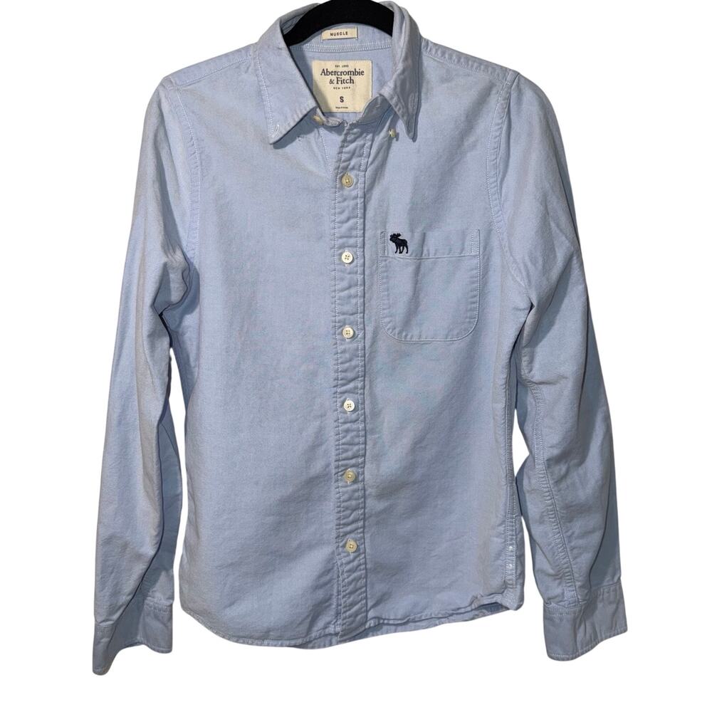 VTG Abercrombie & Fitch Men's Small Blue Oxford Button Down Shirt Muscle Fit
